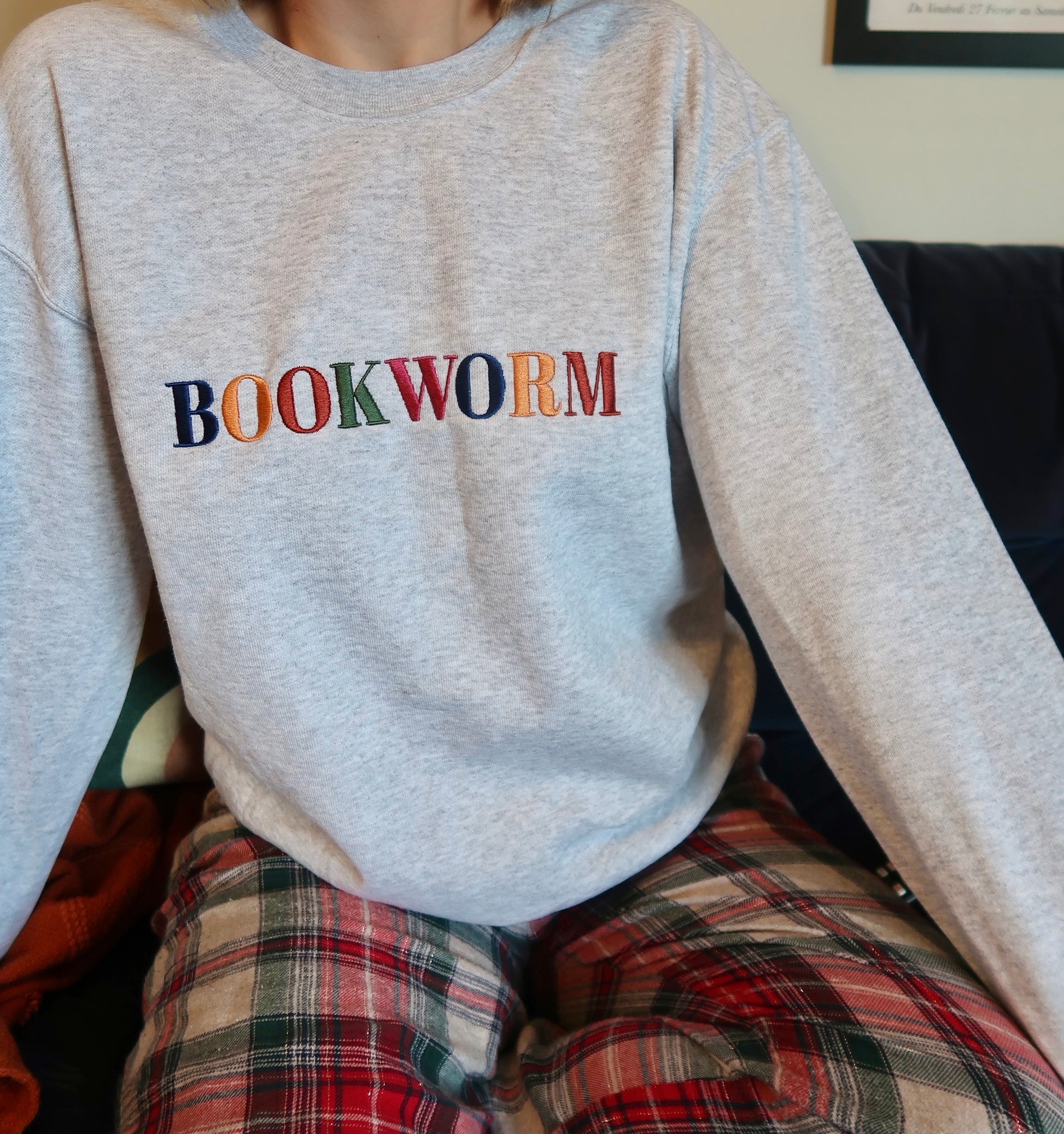 Grey Oversized Embroidered Book Sweater