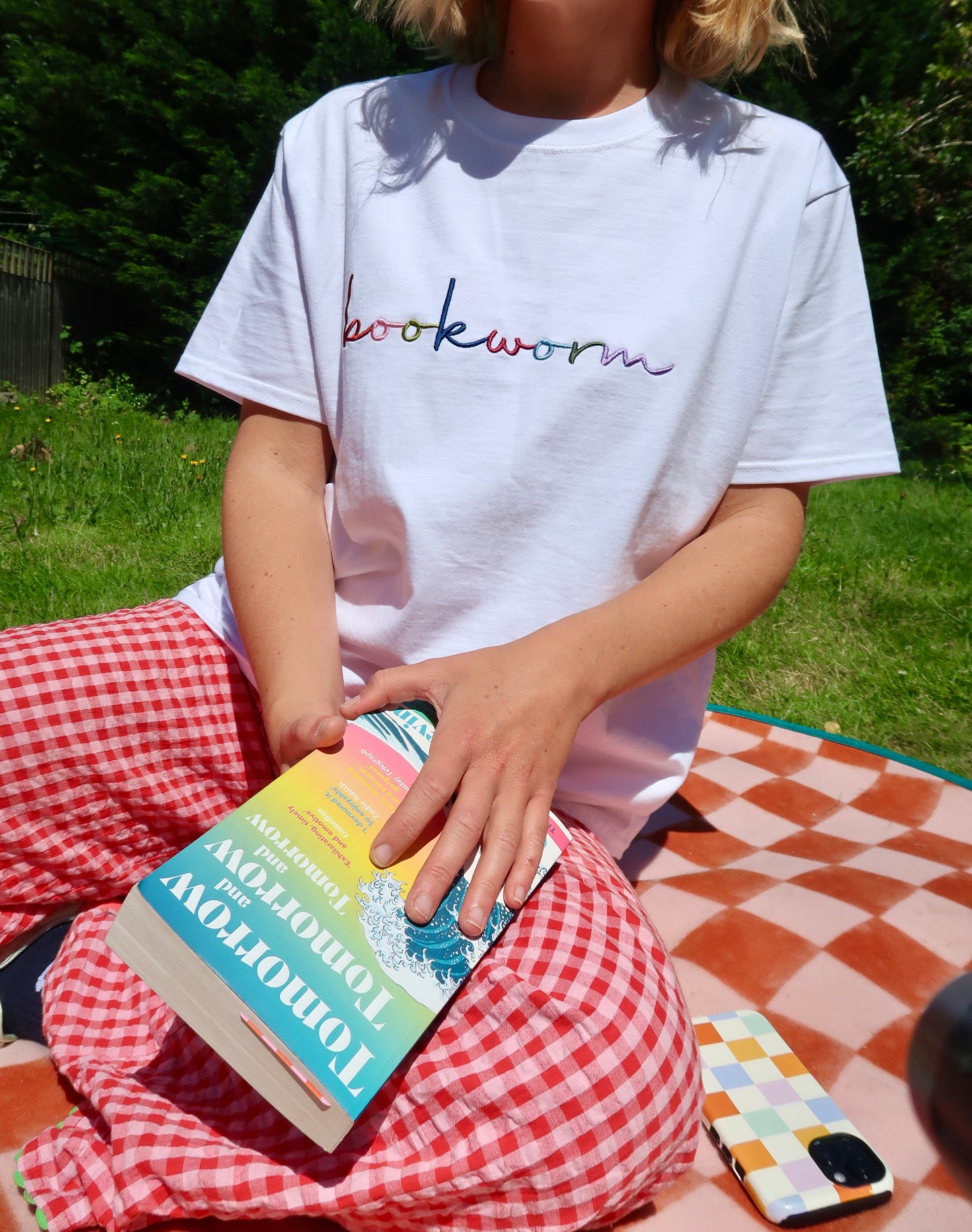 Embroidered Bookworm Oversized T-Shirt | Bookish Tee | Gift for Book Lover