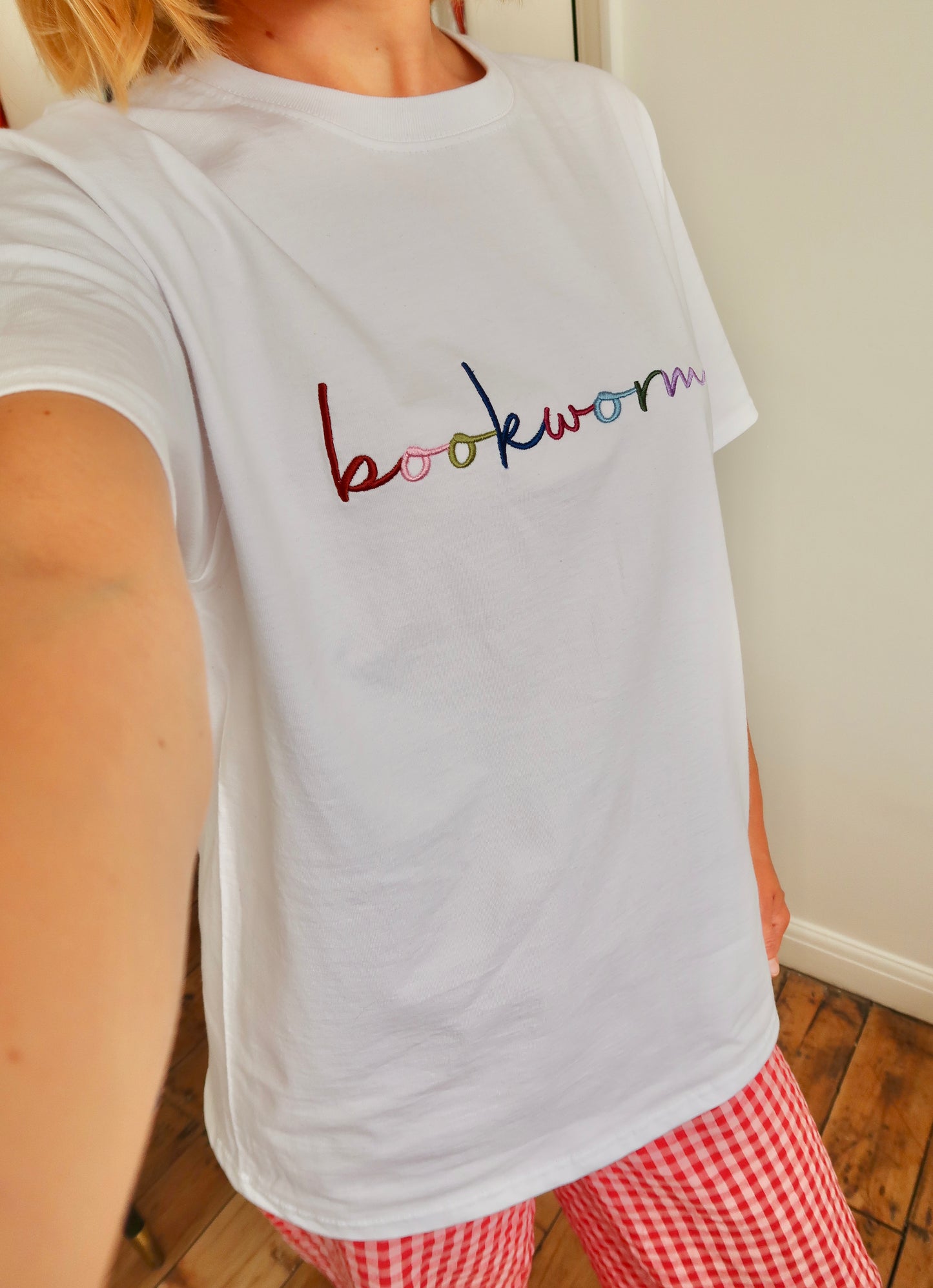 Embroidered Bookworm Oversized T-Shirt | Bookish Tee | Gift for Book Lover