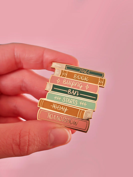 Book Buying Ban Enamel Pin | Bookish Hard Enamel Pin