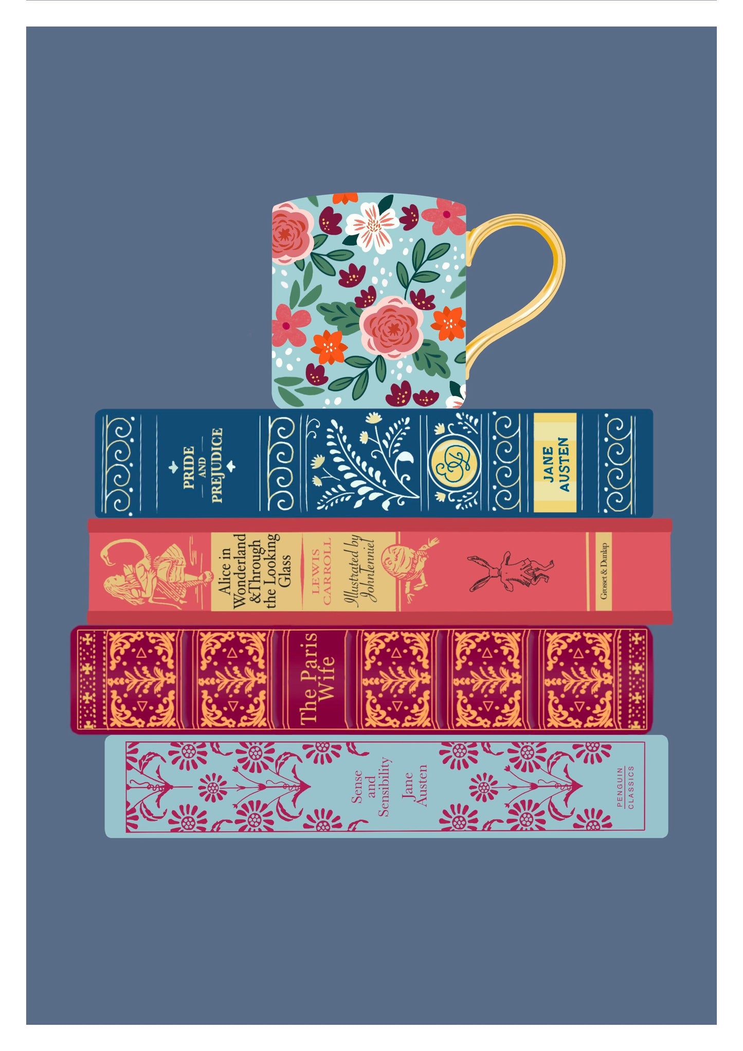 Book Stack Print | Book Wall Art | Bookworm Present | Gifts for Book Lover | Reading Print | Bookish Gift