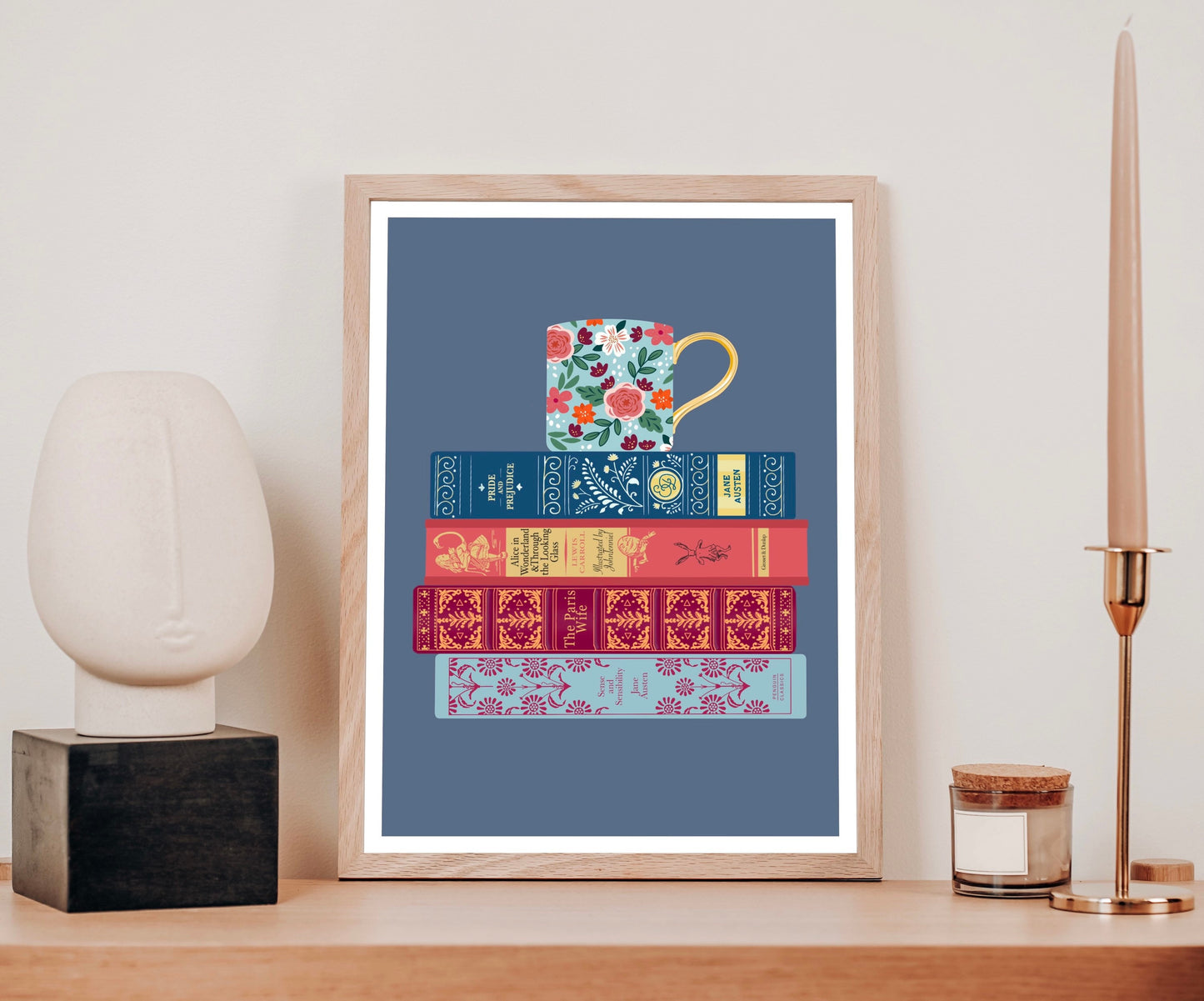 Pretty book stack Art print