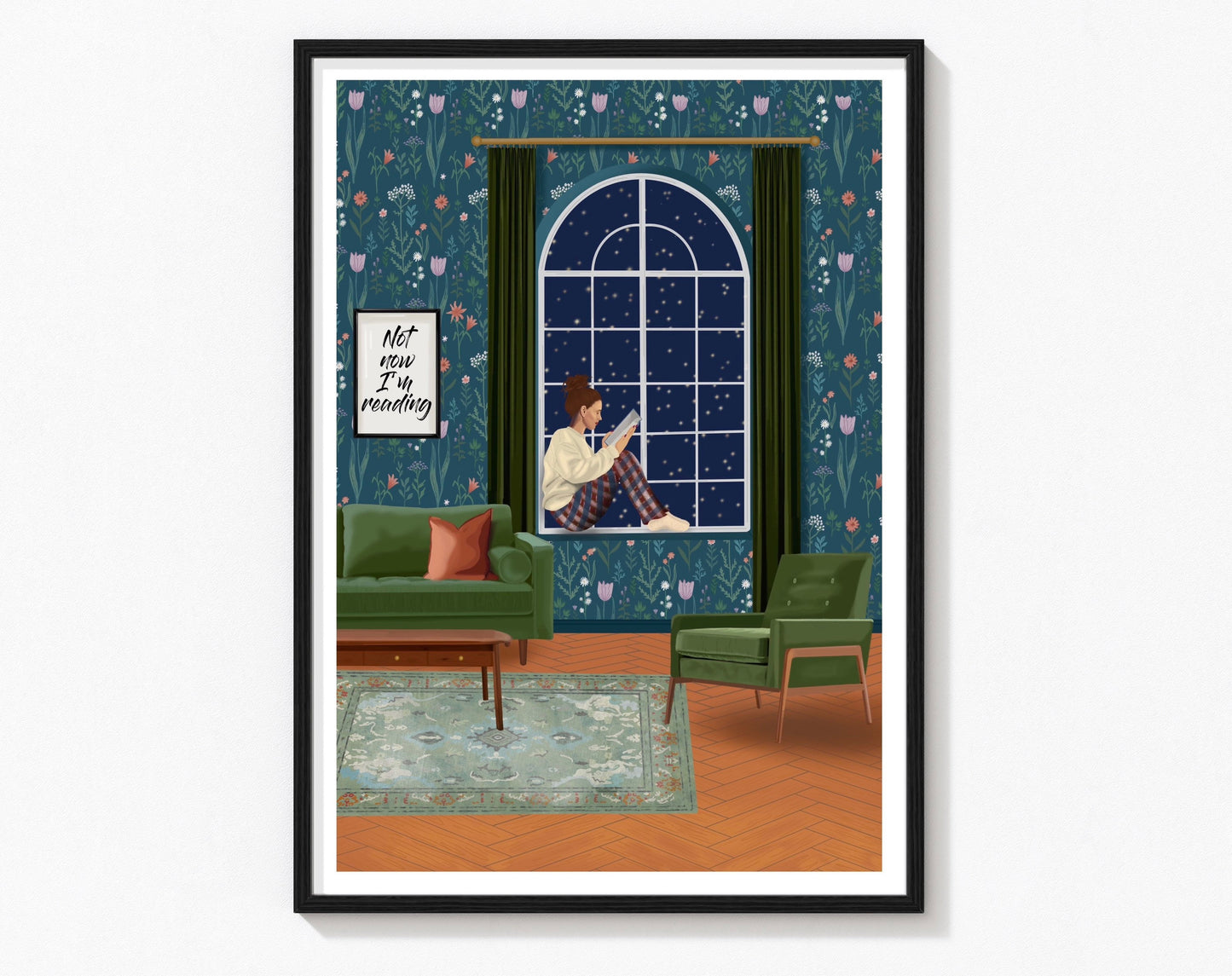 Reading Print | Book Art Print | Book Lover Gift | Bookworm Gift | Bookish Art | Office Print | Reading Nook | Mothers Day Mum Gift
