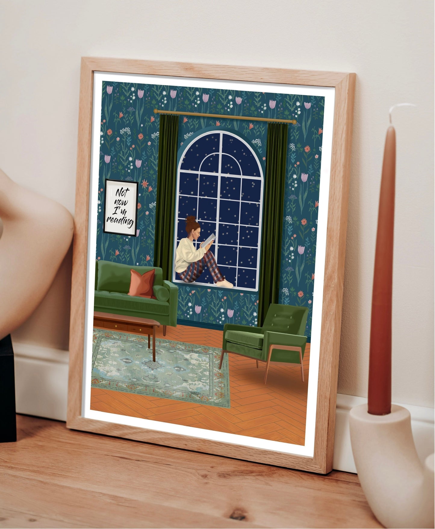 Reading Print | Book Art Print | Book Lover Gift | Bookworm Gift | Bookish Art | Office Print | Reading Nook | Mothers Day Mum Gift