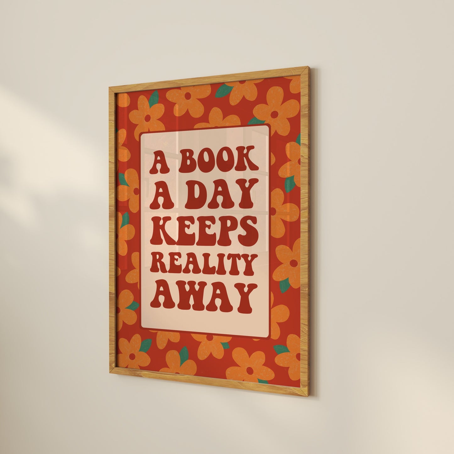 Book Art Print With Retro Flowers