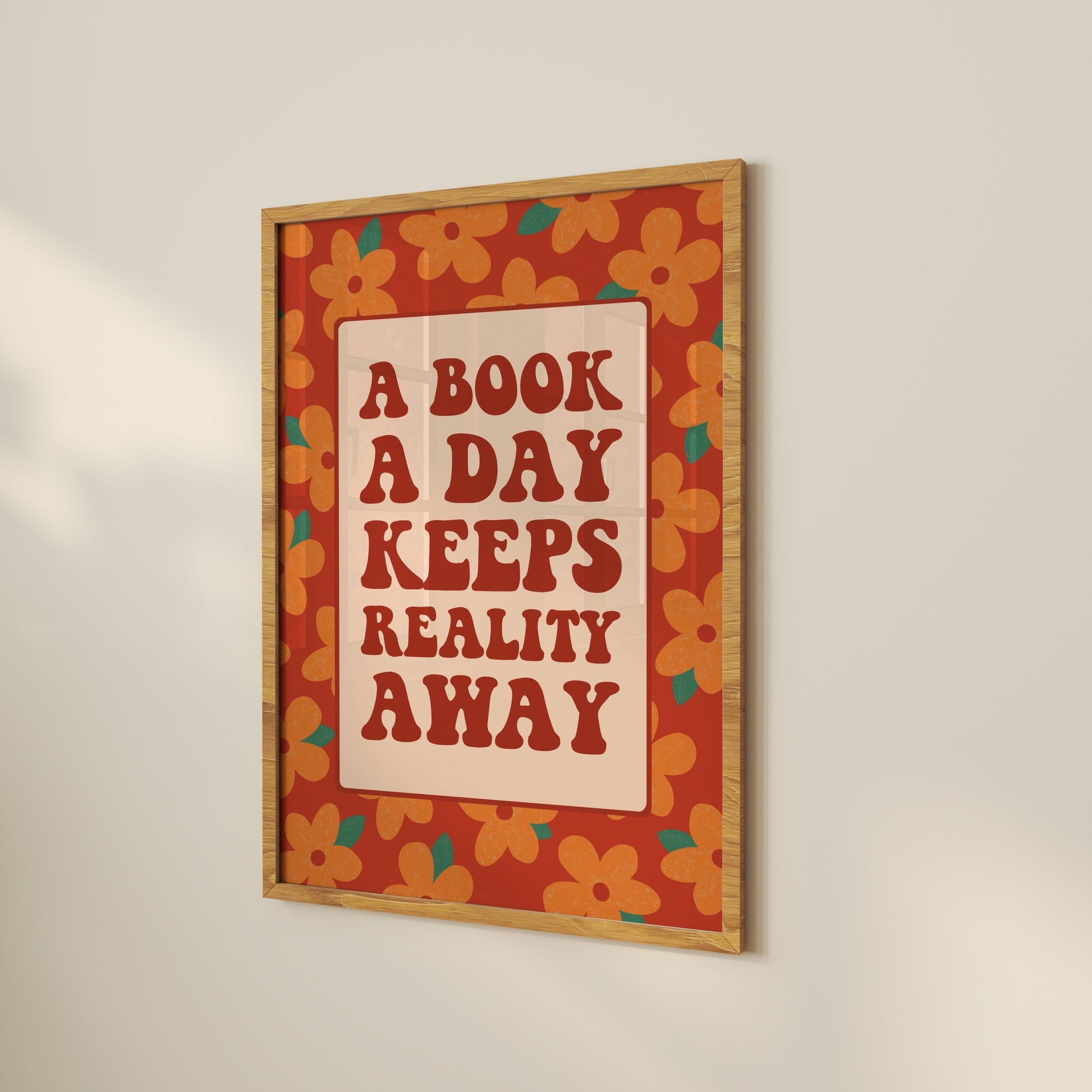 Book Art Print With Retro Flowers