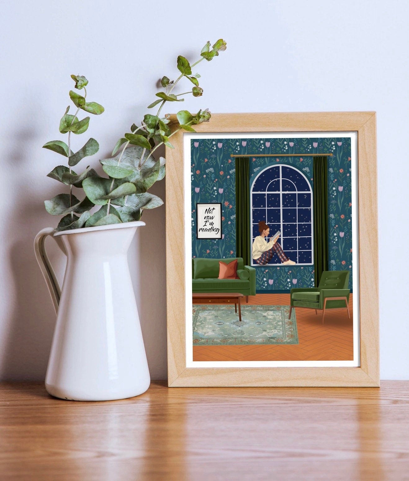 Reading Print | Book Art Print | Book Lover Gift | Bookworm Gift | Bookish Art | Office Print | Reading Nook | Mothers Day Mum Gift