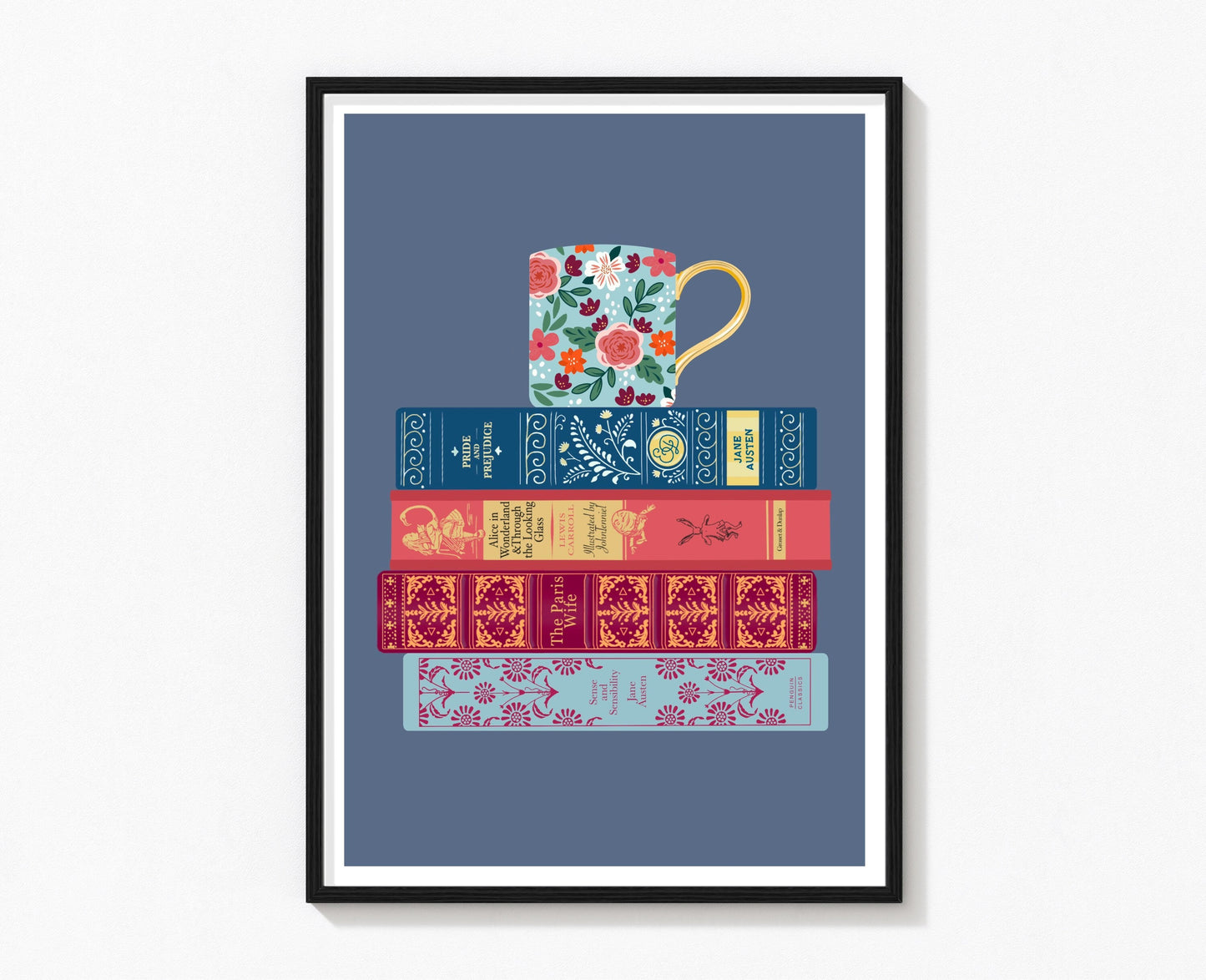 Book Stack Print | Book Wall Art | Bookworm Present | Gifts for Book Lover | Reading Print | Bookish Gift