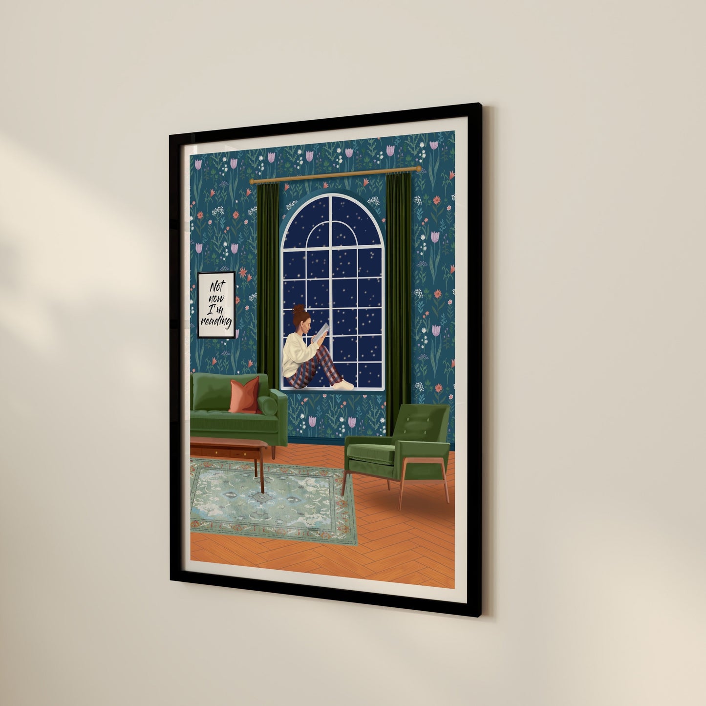Reading Print | Book Art Print | Book Lover Gift | Bookworm Gift | Bookish Art | Office Print | Reading Nook | Mothers Day Mum Gift