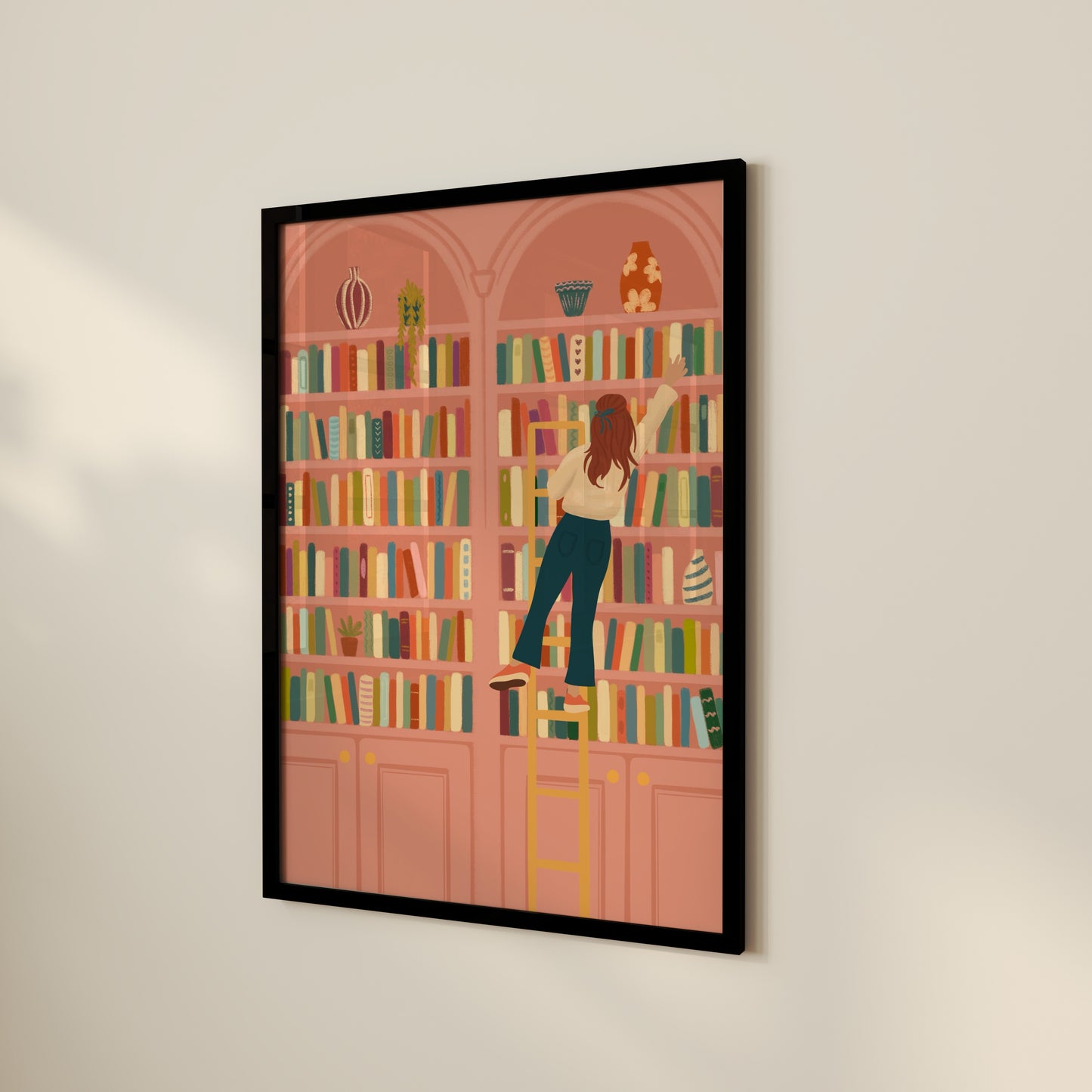 Bookcase of Dreams Art Print | Rolling Ladder Wall Art