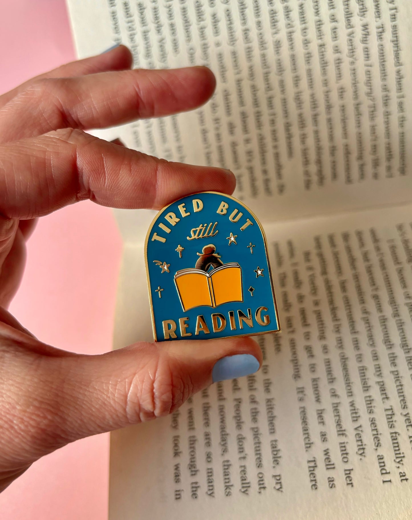 Tired But Still Reading Enamel Pin | Book Hard Enamel Pin