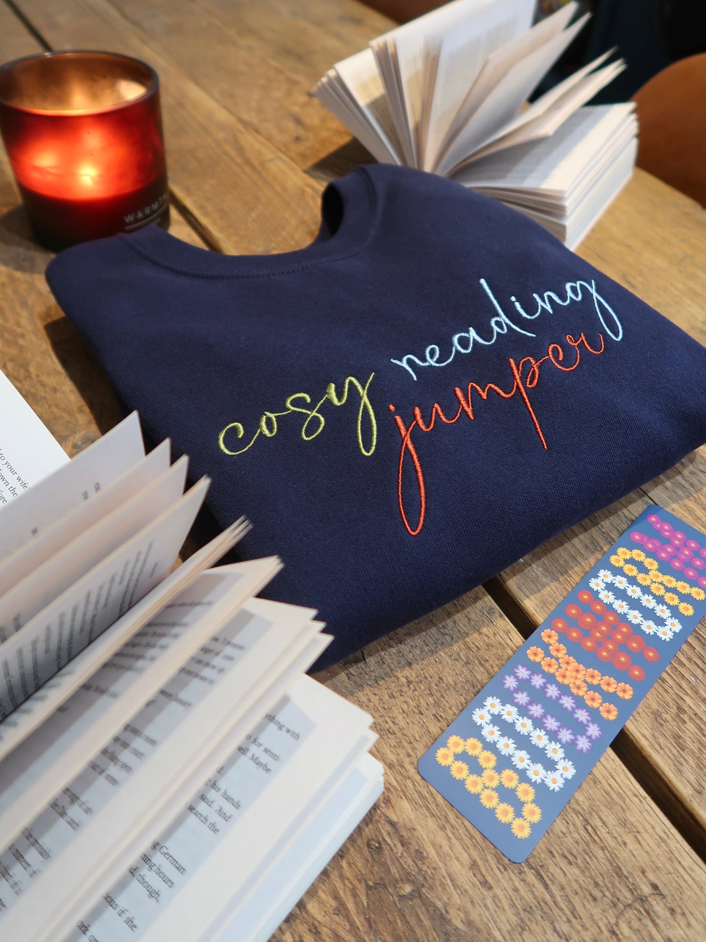 Oversized Embroidered ‘Cosy Reading Jumper’ Sweater | Gift for Book Lover | Book Jumper