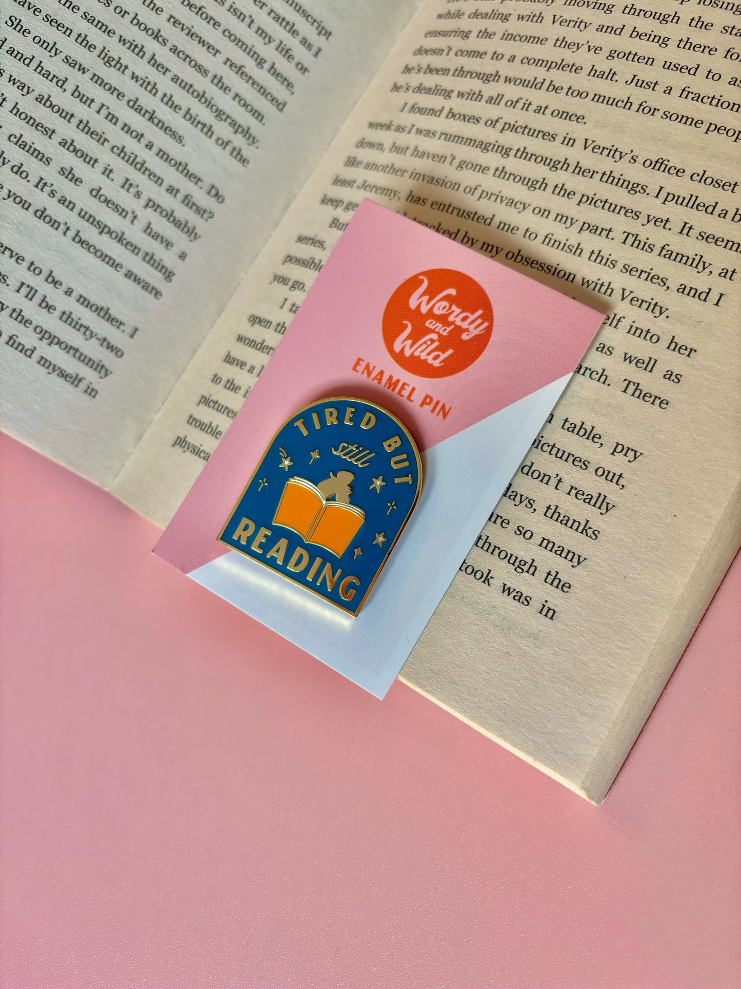 Tired But Still Reading Enamel Pin | Book Hard Enamel Pin