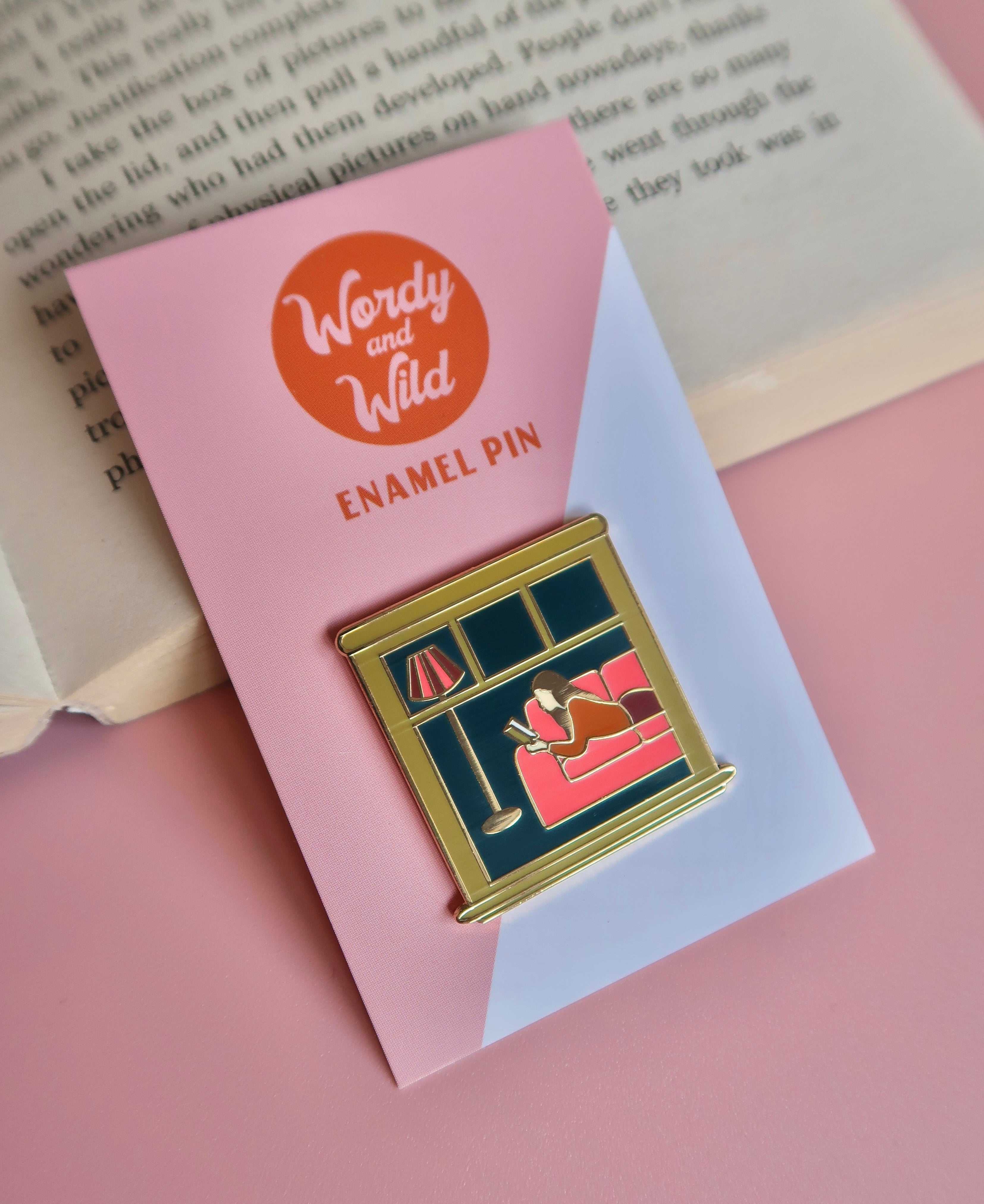 Reading Window Enamel Pin | Bookish Hard Enamel Pin – Wordy & Wild