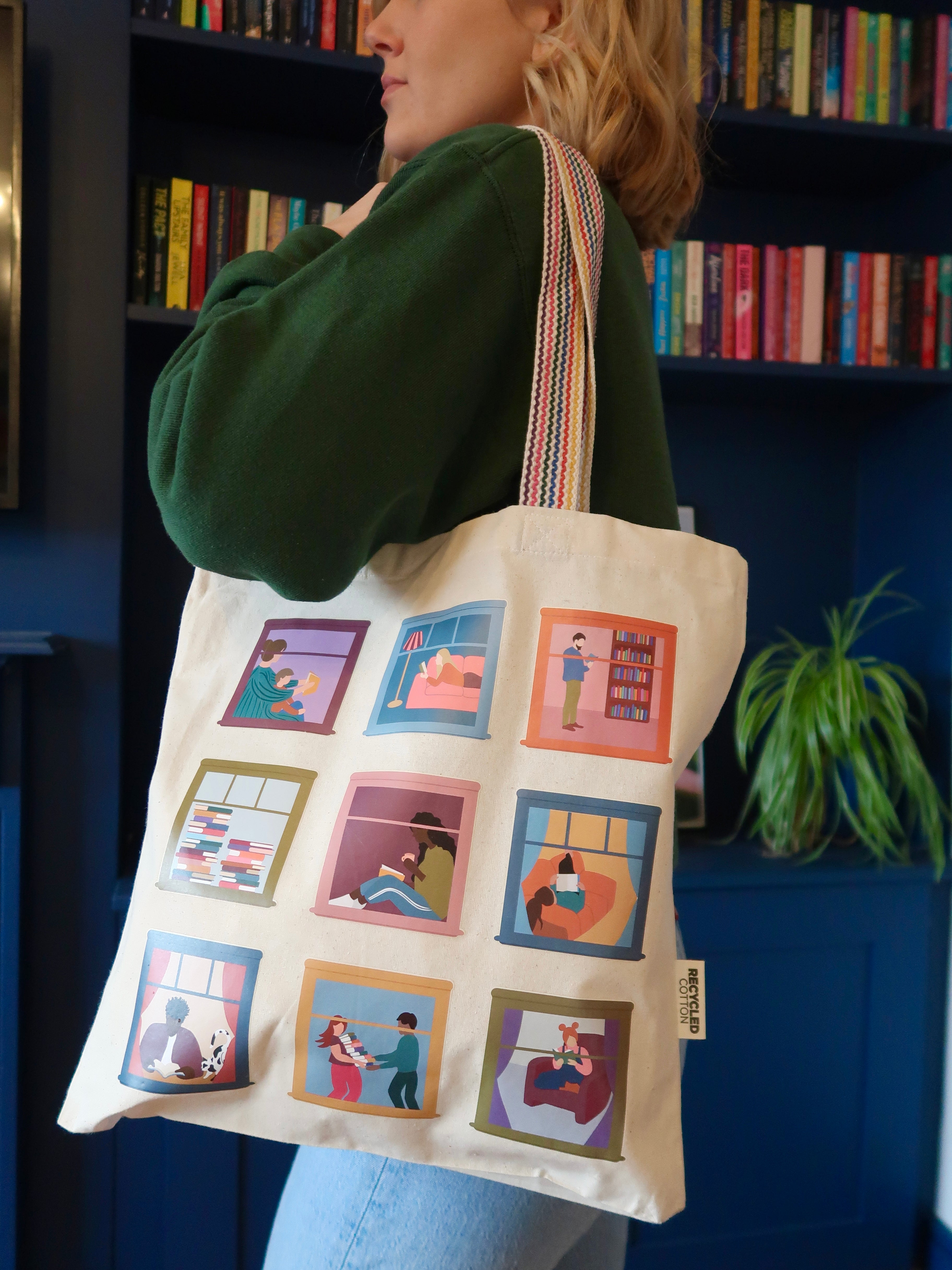 Bookish Tote Bag Reading Windows Gift for Book Lover Gift for Bookworm