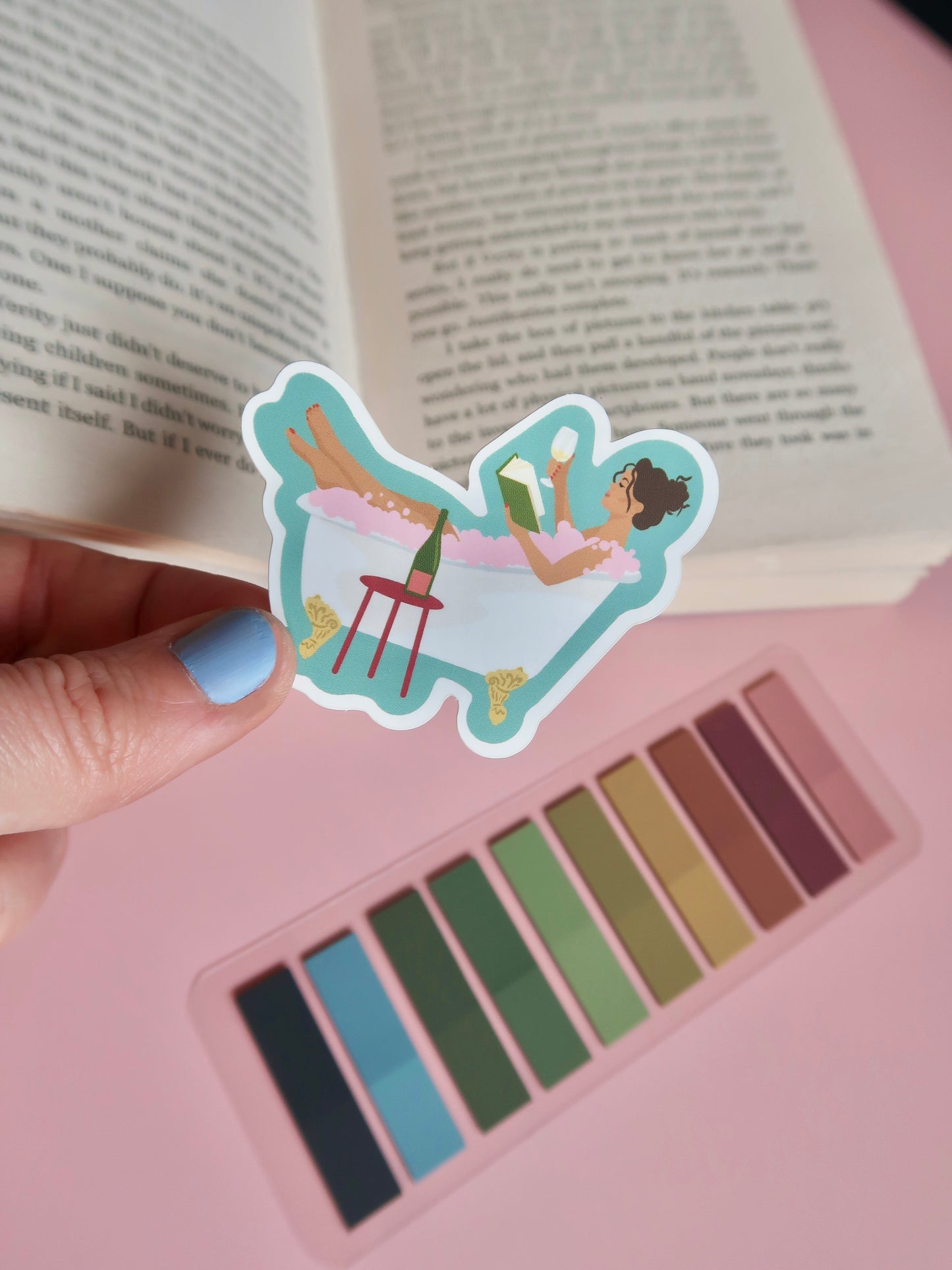 Bathtub-Book-Wine Sticker | Bookish Vinyl Sticker