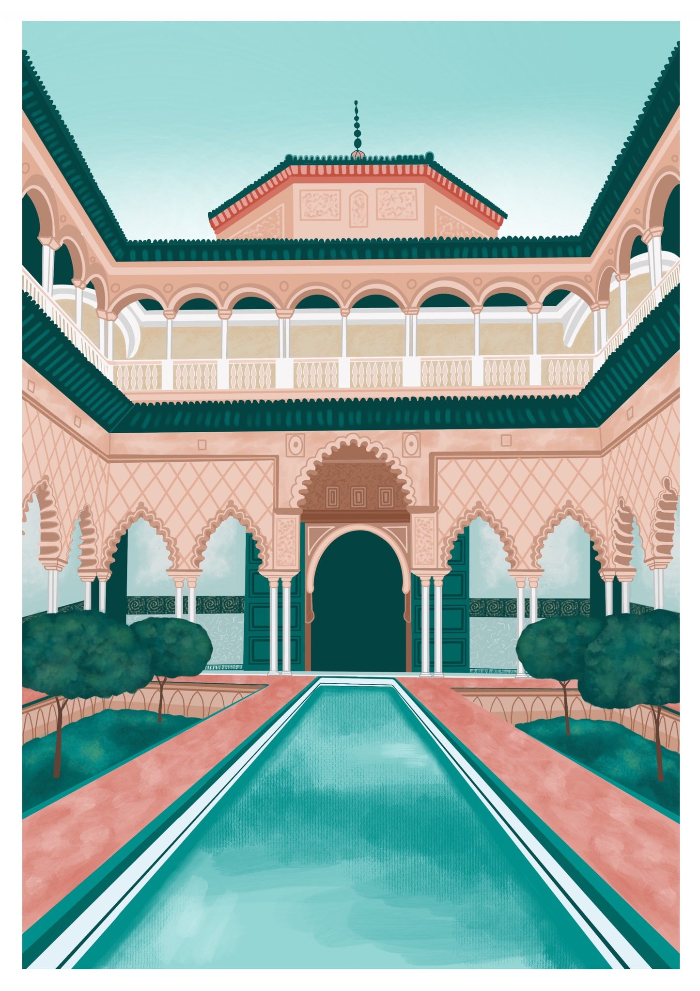 Seville Travel Print | Alcazar Palace Holiday Print | Seville Poster | Seville Art | Spain Seville |  Seville Wall Art | Destination Art