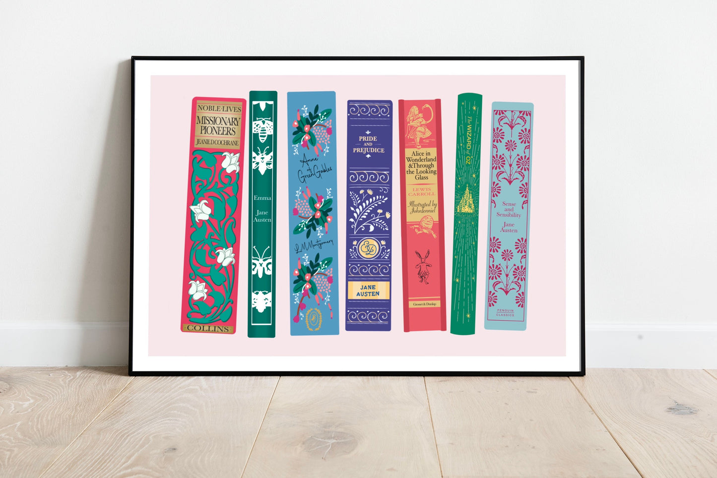 Pretty Book Spines Print | Gifts for Book Lover Women | Bookshelf Decor | Bookworm Gift | Bookish Prints