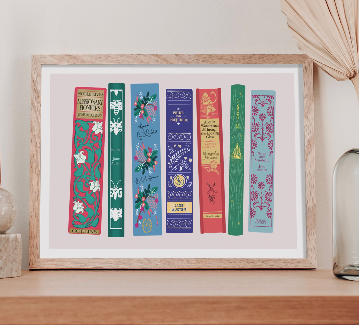 Pretty Book Spines Print | Gifts for Book Lover Women | Bookshelf Decor | Bookworm Gift | Bookish Prints