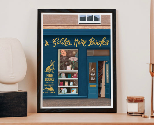 Golden Hare Bookshop Print | Cute Bookshop Print | Bookish Gifts | Edinburgh Bookshop | Gifts for Book Lovers | Bookworm Gift