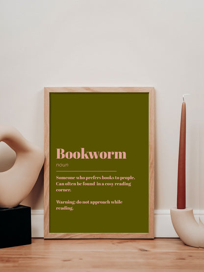 Bookworm Definition Print | Gift for Book Lover | Book Print | Bookish Gifts | Gift for Her | Office Print