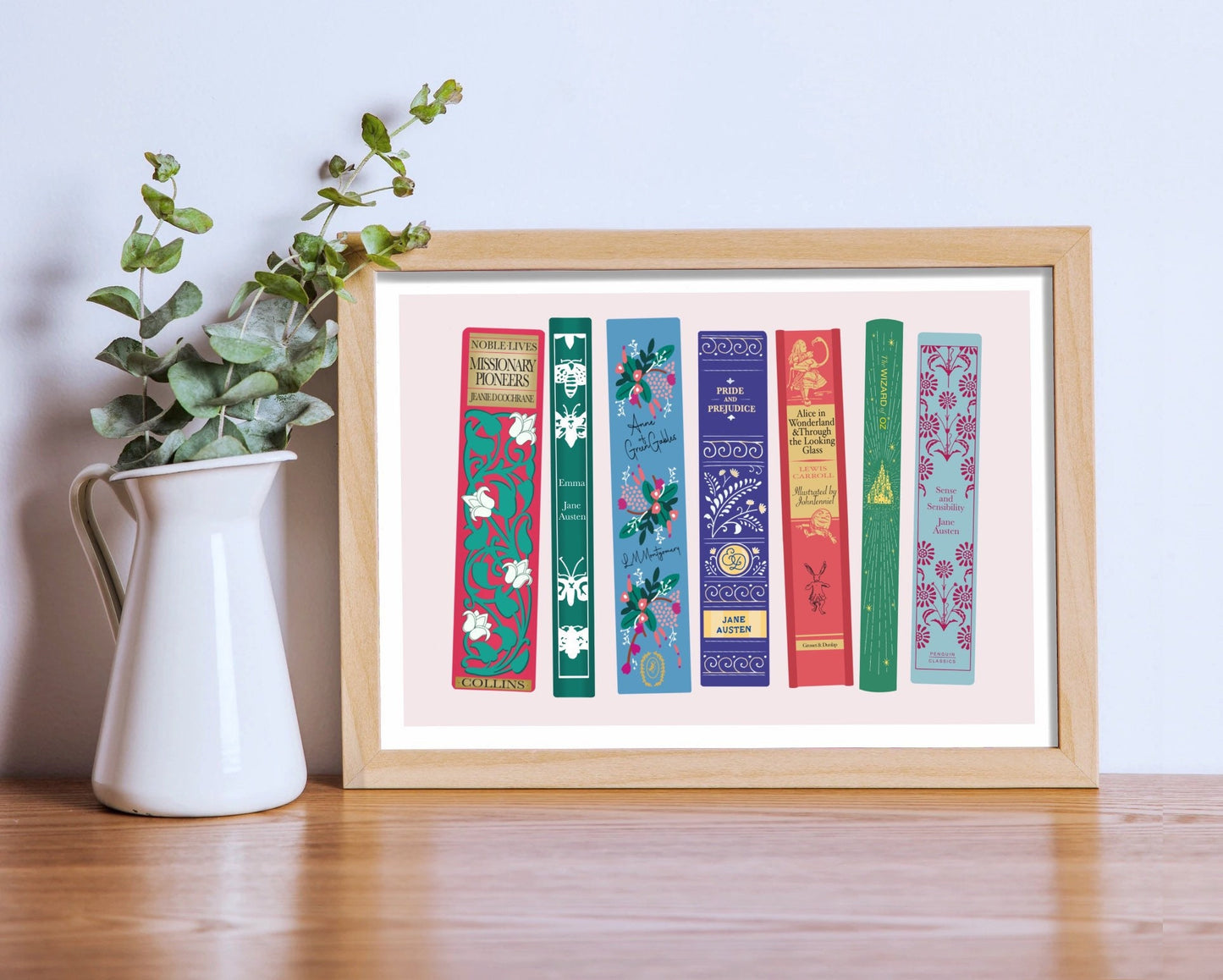 Pretty Book Spines Print | Gifts for Book Lover Women | Bookshelf Decor | Bookworm Gift | Bookish Prints