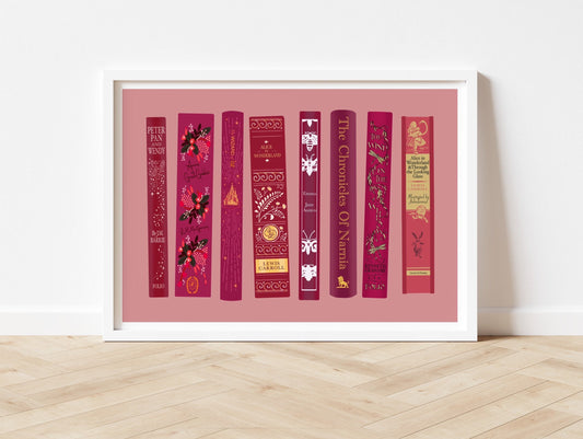 The Burgundy Book Spine Collection | Pretty Book Spine Print | Book Spine Illustration | Book Spine Print