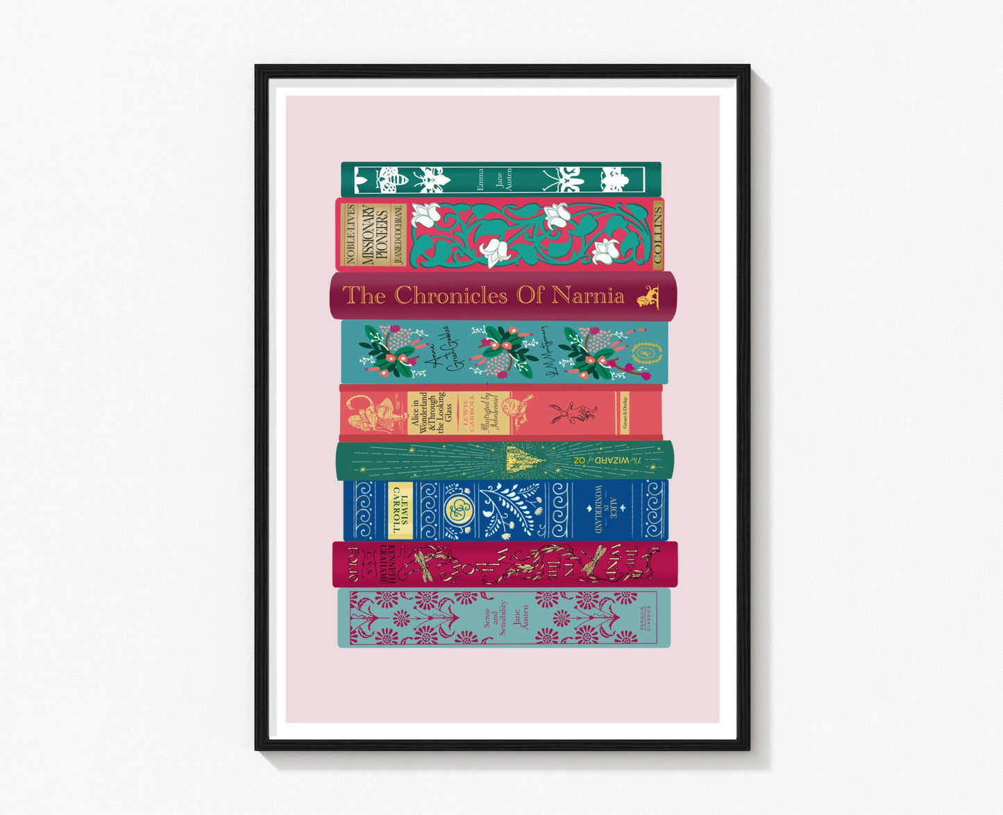 Pretty Book Spines Print | Bookish Print | Gifts for Book Lovers | Gifts for Bookworm | Office Decor | Book Print