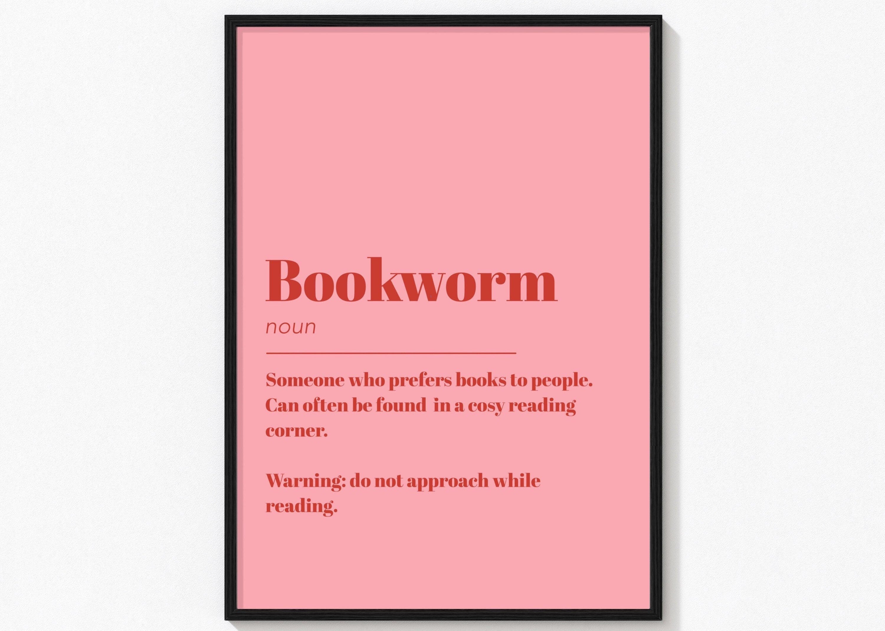 Bookworm Definition Print | Gift for Book Lover | Book Print | Bookish ...